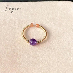 New Fashion Simple Colorful Crystal Natural Stone Opening Ring for Women Exquisite Copper Ring Sweet Elegant Party Jewelry