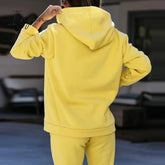 Ingvn - Women Fleece Letter Print Two Piece Set Casual Long Sleeve Hoodie Sweatshirts And Jogging Pants Suits Loose Female Tracksuits