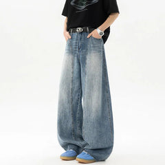 Wide Leg Washed Baggy Loose Fit High Waisted Vintage Denim Jeans Casual Streetwear Trendy Stretch Comfy Women Men Unisex Fashion