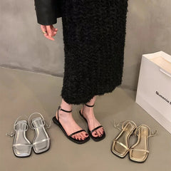 Summer Gladiator Women Sandals Fashion Elegant Ankle Buckle Open Toe Shoes Ladies Outdoor Dress Low Heel Sandalias Mujer