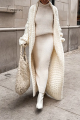 Ingvn - Casual Solid Weave Cardigan Collar Outerwear