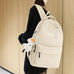 INGVN Waterproof Teenage Bookbag Nylon Rucksack Fashion Girl Backpack Women Shoulder Bag High School Schoolbag Black