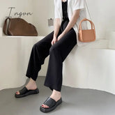 Ingvn - Slippers Women Thick Bottom Wedge Heel Outer Wear Summer New White Fashion Muffin Flat Bottom Solid Color Women's Shoes