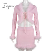 Ingvn - Y2k Streetwear Pink PU Leather Jackets for Women Winter Vintage Clothes Fuzzy Faux Fur Collar Coats Chic Fur Cardigan Spring