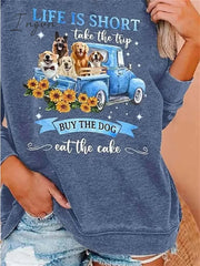 Ingvn - Women's Hoodie Sweatshirt Pullover Fashion Black Blue Dog Casual Hoodie Long Sleeve Top Micro-elastic Fall & Winter