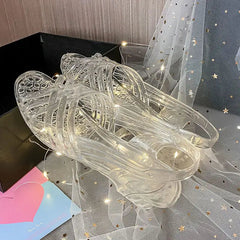 Ingvn Sandals for Women with Low Heels Footwear Plastic Ladies Shoes Crystal Summer Outdoor Jelly Pvc Trend Korea on Offer Casual