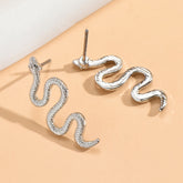 1 Pair Snake Shaped Dangle Earrings - Trendy Minimalist Stud Earrings with Gothic Style, Suitable for Daily Party Wearing, Hypoallergenic and Nickel-Free for Sensitive Skin, Perfect Gift for Ladies