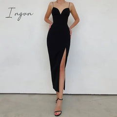 Ingvn - RO New Summer Women White Bodycon Bandage Sexy V Neck Spaghetti Strap Club Celebrity Evening Runway Party Long Dresses For Women