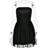 Ingvn Sexy Strapless Tunics Bandage A-line Birthday Party Dress Women's Sleeveless High Waist Backless Zip-up Short Evening Dresses