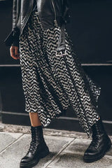 Ingvn - Casual Geometric Bronzing Asymmetrical Loose Type A Bottoms