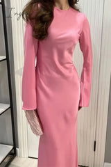 Ingvn - Elegant Simplicity Solid Patchwork O Neck One Step Skirt Dresses