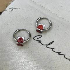 Korean Fashion Women Red Heart Hoop Earrings for Gothic Punk Hip Hop Female Piercing Dangle Earrings Party Aesthetic Jewelry