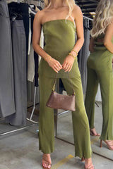 Ingvn- Sexy Solid Strapless Sleeveless Two Pieces