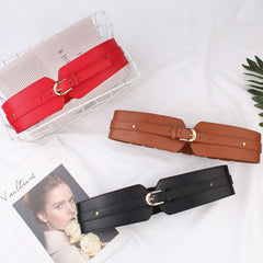 Luxury ladies wide belt elastic vintage buckle leather wide fashion wild pin buckle women's belt waist seal belt