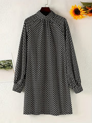 Chic Polka Dot Print Mock Neck Long Sleeve Mini Dress - Fashionable & Flattering Womens Clothing for Everyday Chic Style