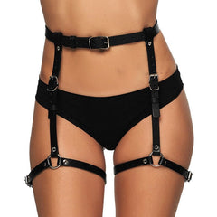 Punk Black Leather Sword Belt Waist Garter Handmade Body Bondage Sexy Leg Suspenders Harness Stockings Belts For Women