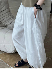 Oversize Women Pure Cotton Pants Summer Loose White Causal Lantern Trousers Fashion New Female Wide Leg Pants