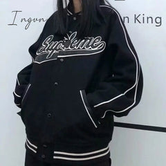 Ingvn - Letter Print High Street Long Sleeve Bomber Jacket Women Autumn New Fashion Brand Jacket Sports Coat Hip-hop Jacket Women