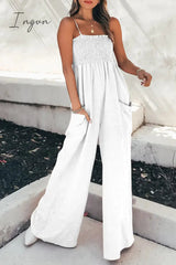 Ingvn - Fashion Living Solid Pocket Spaghetti Strap Loose Jumpsuits(5 colors)