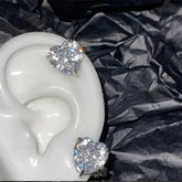 Korean Fashion Love Heart Crystal Zircon Fake Piercing Ear Cuff for Women Aesthetic Jewelry New Wedding Party Accessories