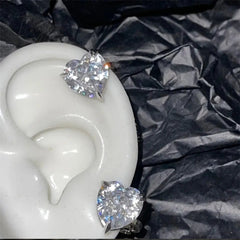 Korean Fashion Love Heart Crystal Zircon Fake Piercing Ear Cuff for Women Aesthetic Jewelry New Wedding Party Accessories