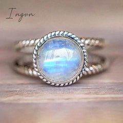 Ingvn - Exquisite Round Imitation Opal Rings Women Newly Designed Unique Versatile Female Finger Accessories Party Trendy Jewelry