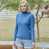 Ingvn - 100% Merino Wool Turtleneck Women Sweater Autumn Winter Warm Soft Jumper Women Knitted Pullover Femme Cashmere Sweater Knit