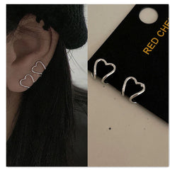 2023 Korea Silver Color metal Geometric Heart Ear Cuff Stackable Simple C-shape Ear Clip Earrings for Women Aesthetic Jewelry
