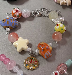 Ingvn New Cute Geometry Star Conch Ceramic Glass Acrylic Beaded Bracelet Girl Kpop Aesthetic Charm Jewelry Y2K Marine Accessories