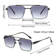 Ingvn Fashionable Double Bridge Cut-Edge Sunglasses UV Protection Luxury Metal Shades Gradient Lens Sun Glasses for Men and Women