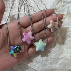 Ingvn Goth Harajuku Sweet Cool Colorful Star Heart Pendant Necklace For Women Choker Cute Y2k Transparent Love Y2k 45cm
