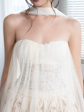 Ingvn Solid Spliced Lace Two Piece Set Female Strapless Sleeveless Top Sexy Korean Women's Skirt Sets Summer Fashion New