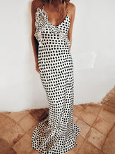 Ingvn Sexy Backless Print Dots Flower Women Maxi Dress Spaghetti Strap Evening Dress Autumn Skinny Elegant Party Clubwear