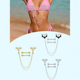 Ingvn 2Pairs Stainless Steel Nipple Rings, 14G Straight Barbell Dangle CZ Nipple Rings For Women Body Piercing Jewelry, Daily Wear