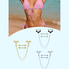 Ingvn 2Pairs Stainless Steel Nipple Rings, 14G Straight Barbell Dangle CZ Nipple Rings For Women Body Piercing Jewelry, Daily Wear