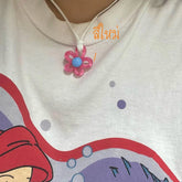 Ingvn Colorful Acrylic Flower Pendant Wax Line Necklace Fashion Neck Handmade Chain Charm Statement Women Pendulum Y2K Jewelry Gift