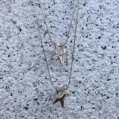 Ingvn Y2K Irregular Hollow Star Pendant Stainless Steel Necklace for Women Men Unisex Punk Hip Hop Trending Neck Chain Jewelry