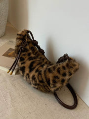 Ingvn - Leopard Plush Bag Faux Fur Bolsas Feminina Fashion Commuter Bolsa Crossbady Bags for Woman Bolsos Mujer Croissant Sac Femme