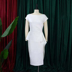 Ingvn Ruffles Bodycon Dresses for Women Sleeveless Peplum Slit O Neck Spring Summer Office Ladies Elegant Fashion Date Daily Dress New