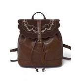 Ingvn - Autumn New Style Backpack Retro Large Embroidery Flip-top Shoulder Bags for Women Trendy College Rucksack Casual Class Commuting