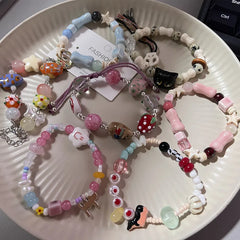 Ingvn New Cute Geometry Star Conch Ceramic Glass Acrylic Beaded Bracelet Girl Kpop Aesthetic Charm Jewelry Y2K Marine Accessories