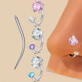 Ingvn Colorful CZ Horseshoe Nose Rings Studs With 1pc Taper, 18G Stainless Steel Nose Studs, Lip Eyebrow Helix Ear Piercing