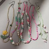 Ingvn Boho Colorful Small Seed Bead Weave Flower Necklace for Women Handmade Short Choker Collar Neck Fashion Jewelry Accessories