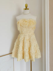 Ingvn French Elegant Heavy Industry Socialite Birthday Party Dresses 3D Flower Diamond High Waist Slim A-line Fluffy Short Dress Women