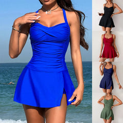 Ingvn Swimwear Woman Tankini Bathing Suit Sleeveless Ruched Bodice Tankini Top High Waist Skirt Two Piece Swimsuit Skirted Bottom