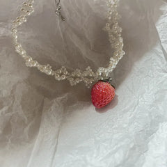 Ingvn Handmade love necklace, sweet romantic pearl strawberry pendant necklace lovely necklace cute necklace necklace for women y2k