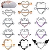 Ingvn 1Pair Heart Shaped Nipple Rings Piercing Jewelry for Women Sexy Clips Stianless Steel Nipple Ring Clamps Pierced Body Jewelry