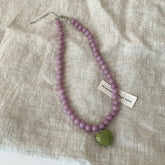 Ingvn New Color Beaded Chain Resin Heart Pendant Necklace For Women Girls Trendy Clavicle Chain Delicate Jewelry Gift