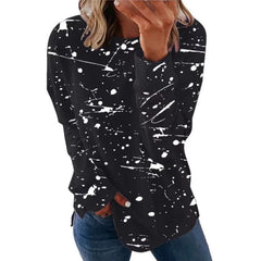 Ingvn - New Autumn European and American Women's Thickened Printed Loose - Fit Pullover Sweatshirt with Crew Neck and Long Sleeves