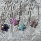 Ingvn Goth Harajuku Sweet Cool Colorful Star Heart Pendant Necklace For Women Choker Cute Y2k Transparent Love Y2k 45cm